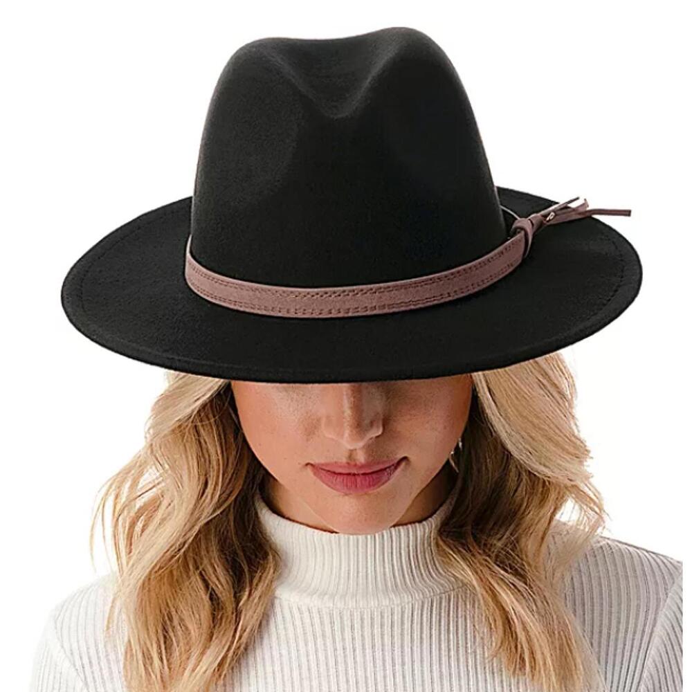 Marcus Adler Women's Wool Blend Felt Hat with Faux Leather Band